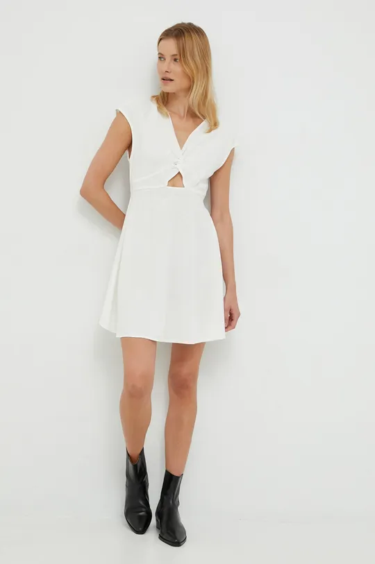 Φόρεμα από λινό μείγμα Vero Moda λευκό