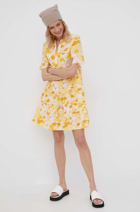 Vero Moda sukienka bawełniana żółty