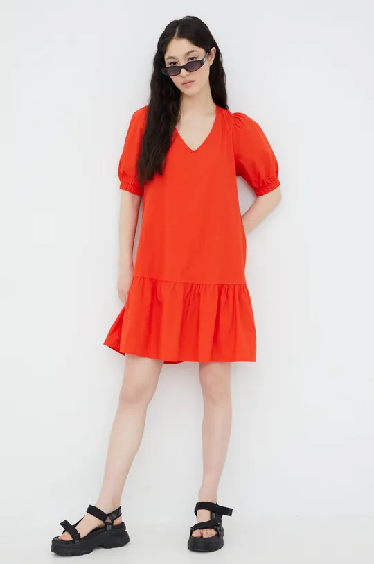 Βαμβακερό φόρεμα Vero Moda κόκκινο