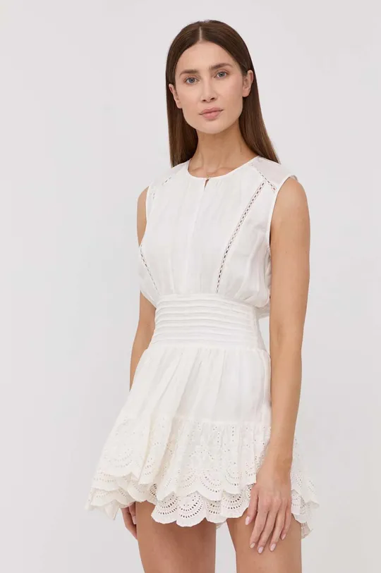 Φόρεμα από λινό μείγμα Patrizia Pepe λευκό