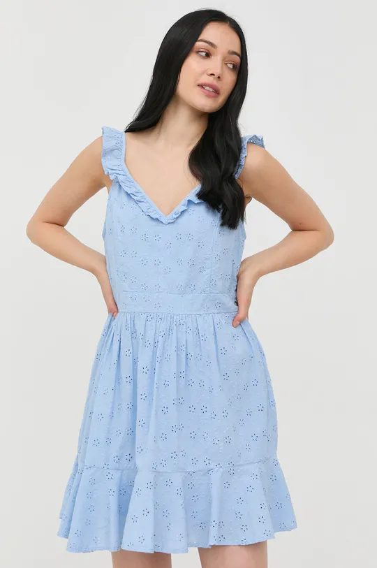 modrá Bavlnené šaty Guess Dámsky