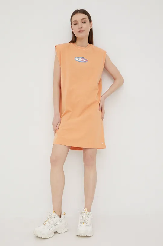 Bavlnené šaty Tommy Jeans oranžová
