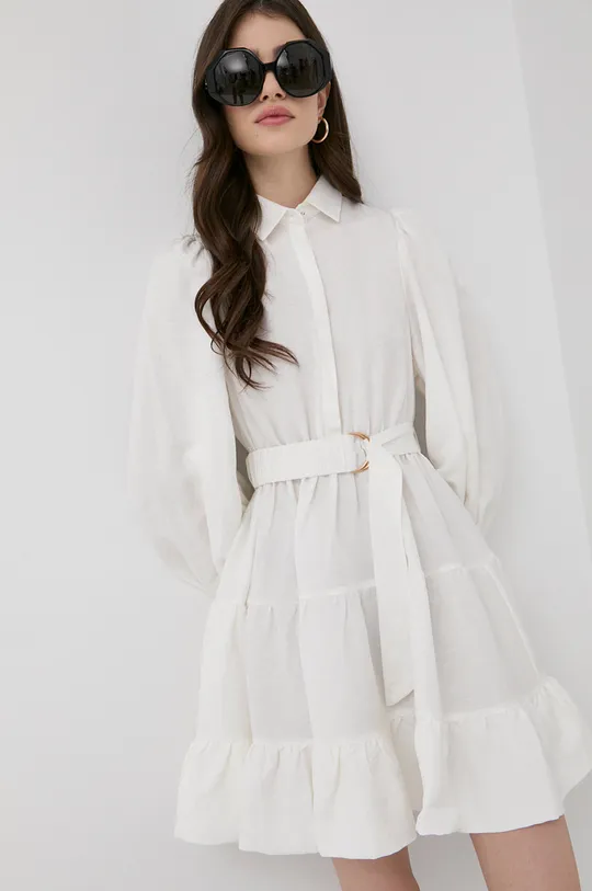 Ľanové šaty Bardot biela