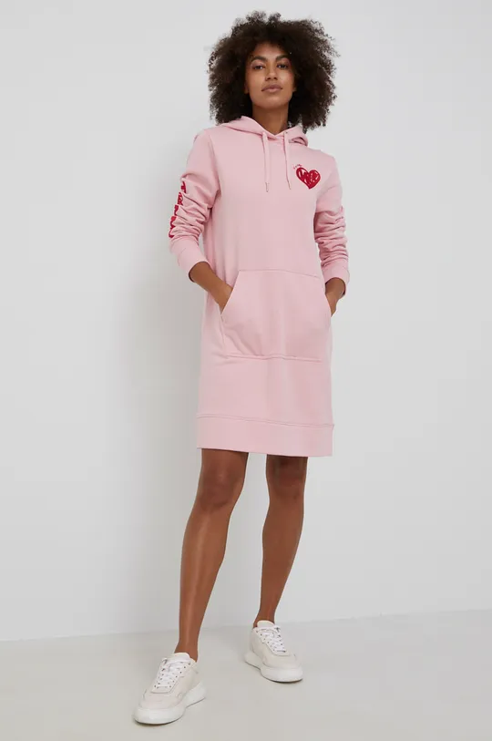 Tommy Hilfiger - Βαμβακερό φόρεμα ροζ