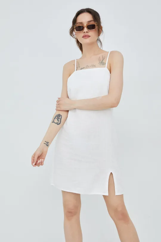 λευκό Λινό φόρεμα Only Γυναικεία