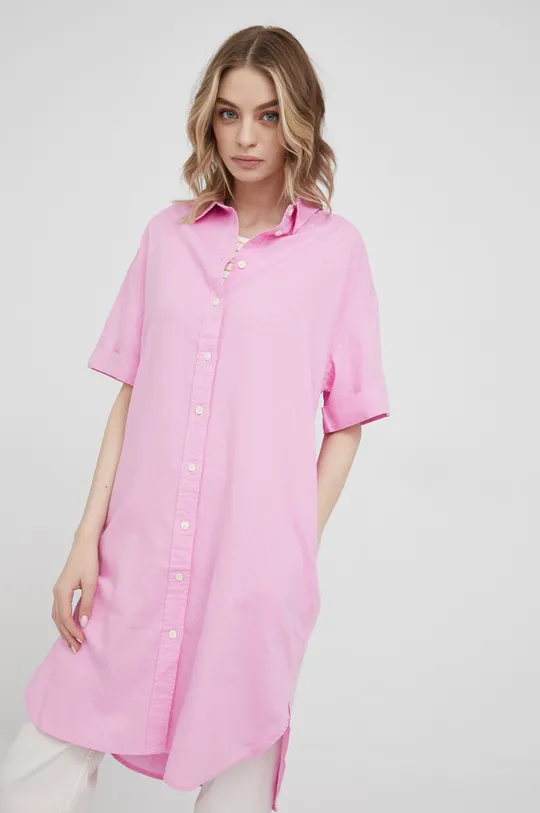 Λινό φόρεμα GAP ροζ