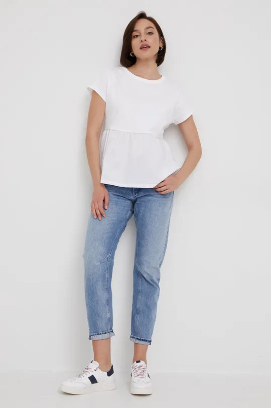 Βαμβακερό μπλουζάκι GAP λευκό