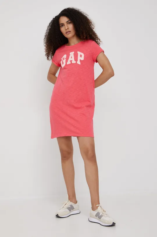 Βαμβακερό φόρεμα GAP ροζ