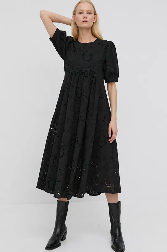 Βαμβακερό φόρεμα Herskind μαύρο