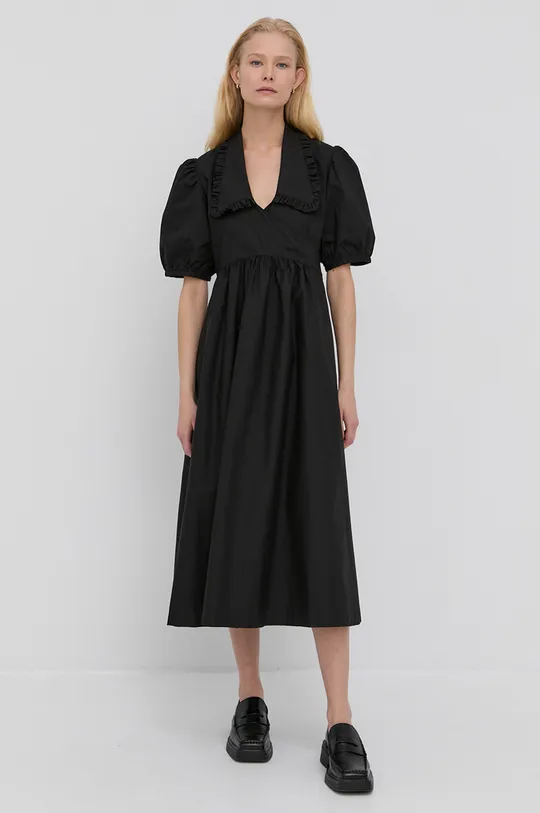 Βαμβακερό φόρεμα Herskind μαύρο
