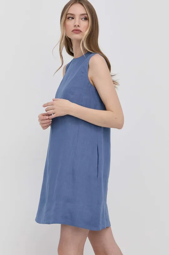 modrá Ľanové šaty Marella Dámsky