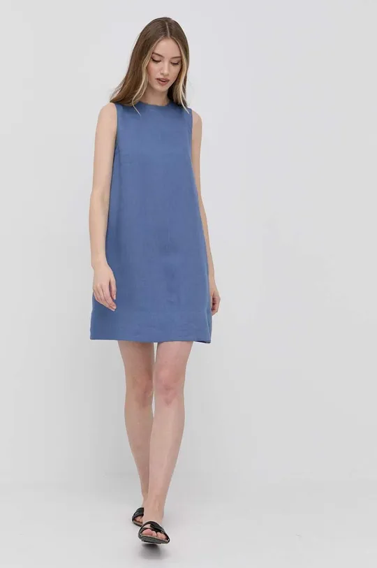 Ľanové šaty Marella modrá