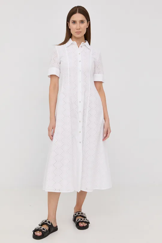 Βαμβακερό φόρεμα Marella λευκό