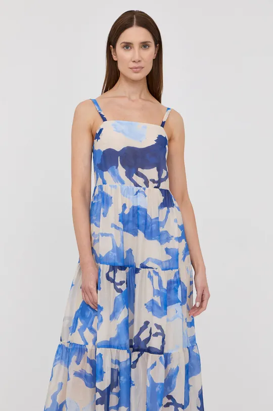 Φόρεμα από συνδιασμό μεταξιού Marella σκούρο μπλε