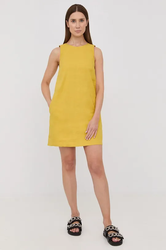 κίτρινο Λινό φόρεμα Marella Γυναικεία