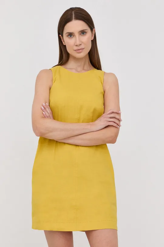 Λινό φόρεμα Marella κίτρινο