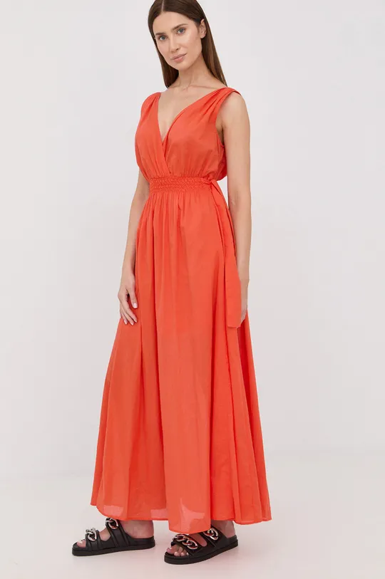 Βαμβακερό φόρεμα Marella πορτοκαλί