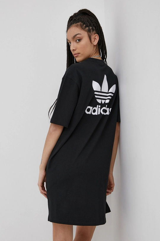 чёрный Хлопковое платье adidas Originals HC2052 Женский