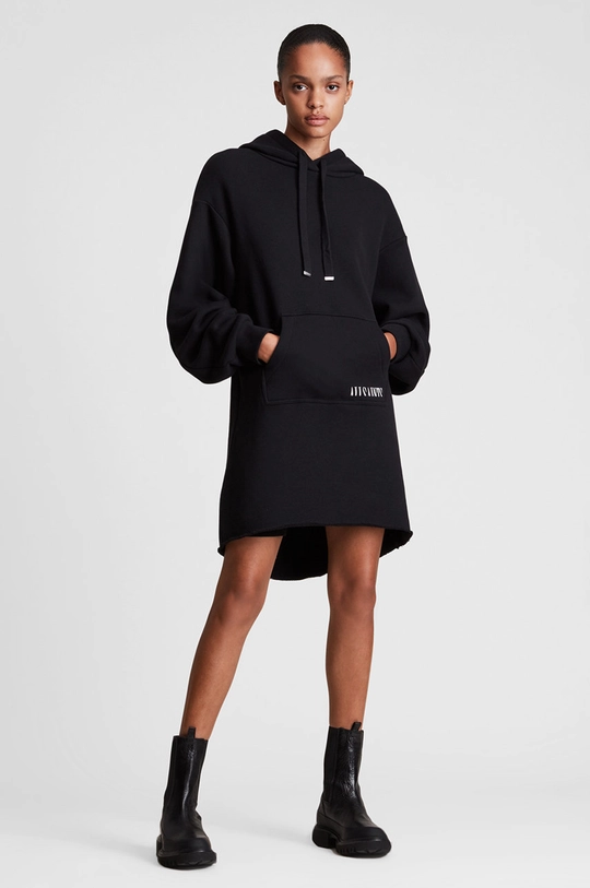 czarny AllSaints Sukienka LILA HOODY DRESS Damski