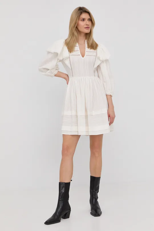 Βαμβακερό φόρεμα Twinset λευκό
