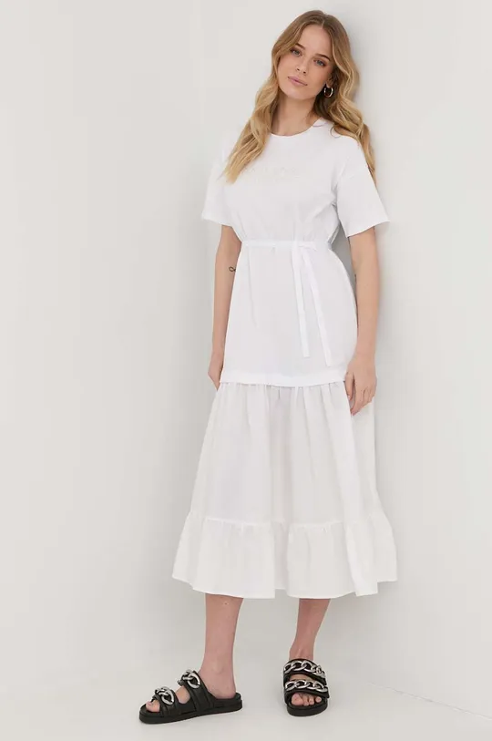 λευκό Βαμβακερό φόρεμα Twinset Γυναικεία