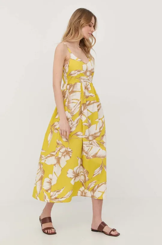 Βαμβακερό φόρεμα Twinset κίτρινο