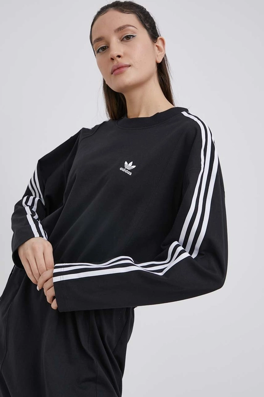 чёрный Хлопковое платье adidas Originals Adicolor