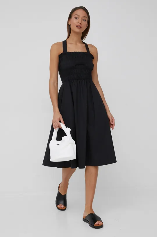 Βαμβακερό φόρεμα Woolrich μαύρο