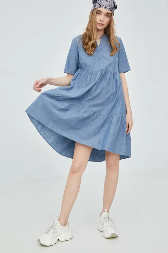 modra Bombažna obleka Vero Moda Ženski