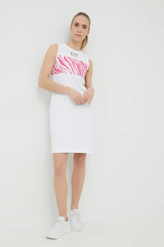 λευκό Φόρεμα EA7 Emporio Armani Γυναικεία