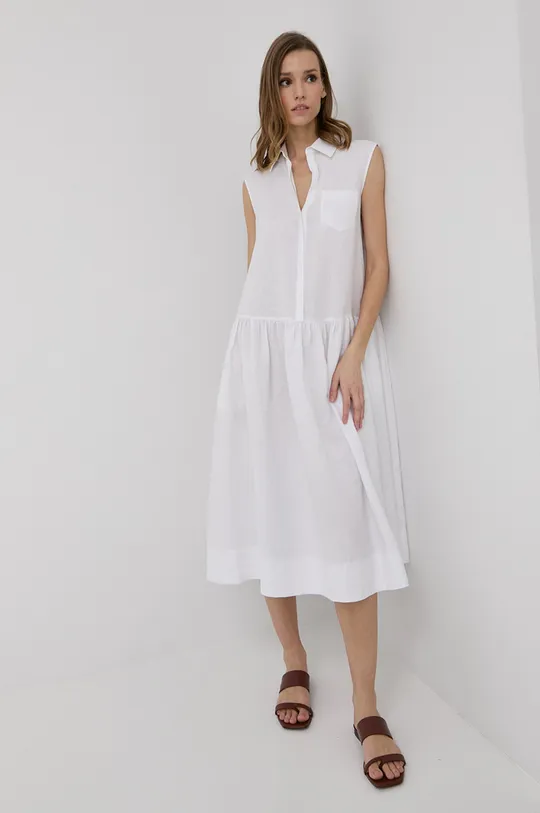 Max Mara Leisure sukienka lniana biały