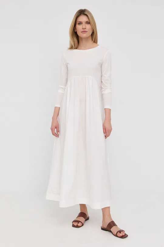 bijela Pamučna haljina Max Mara Leisure Ženski