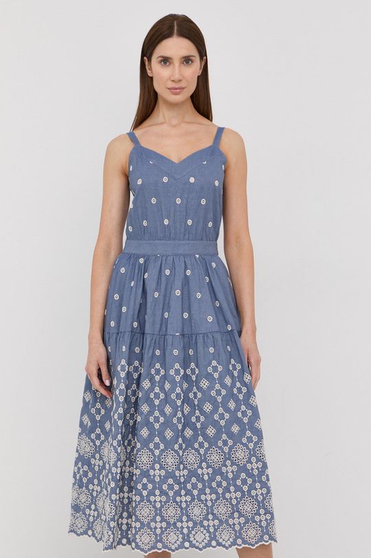 MAX&Co. sukienka z domieszką lnu niebieski