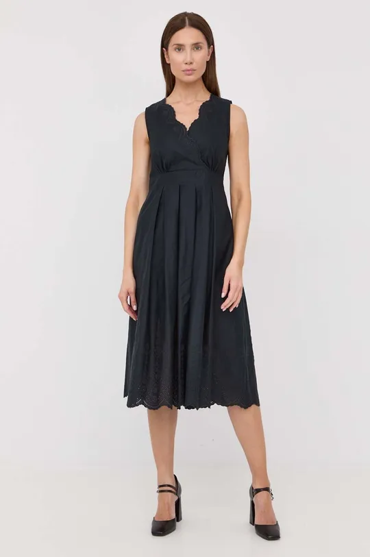 Βαμβακερό φόρεμα MAX&Co. μαύρο