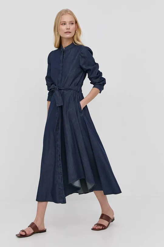 Βαμβακερό φόρεμα MAX&Co. σκούρο μπλε
