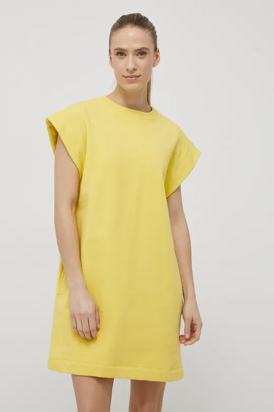 rumena Bombažna obleka Deha Ženski
