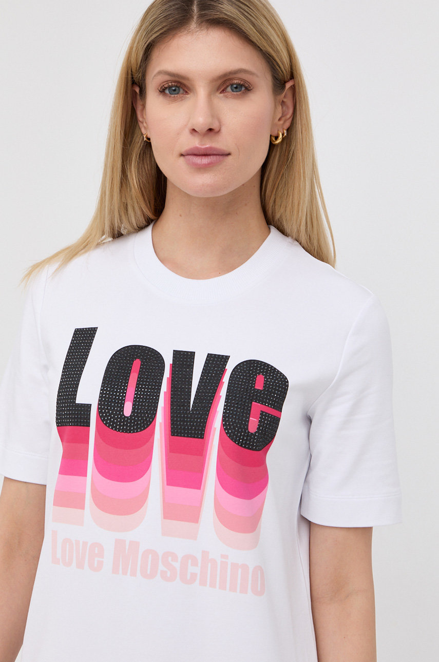 Love Moschino sukienka kolor biały mini prosta