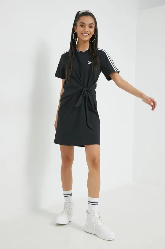 μαύρο Βαμβακερό φόρεμα adidas Originals Γυναικεία