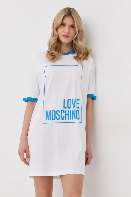 biela Bavlnené šaty Love Moschino Dámsky