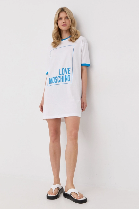 Love Moschino sukienka bawełniana biały