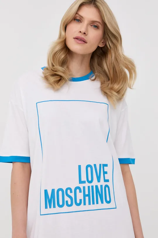 λευκό Βαμβακερό φόρεμα Love Moschino
