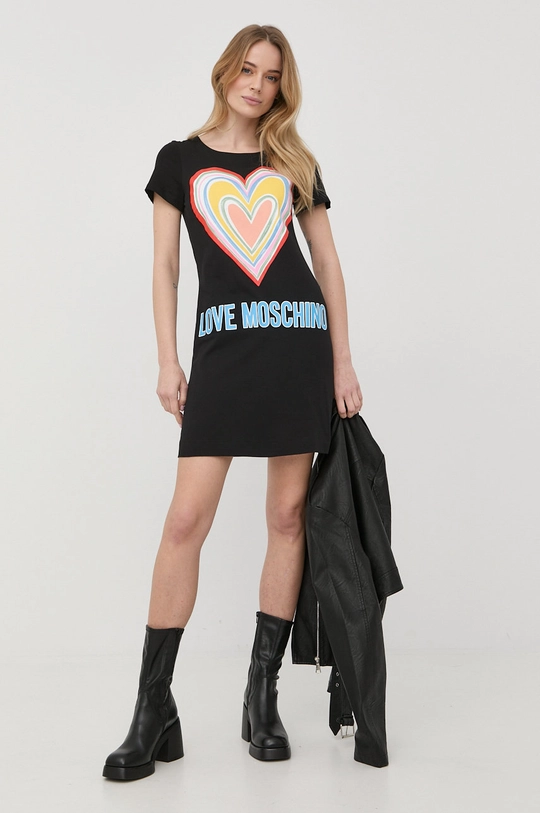 Bavlnené šaty Love Moschino čierna