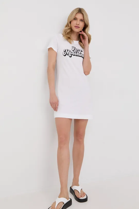 bijela Pamučna haljina Love Moschino Ženski