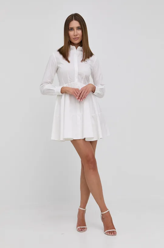 Pinko - Βαμβακερό φόρεμα λευκό