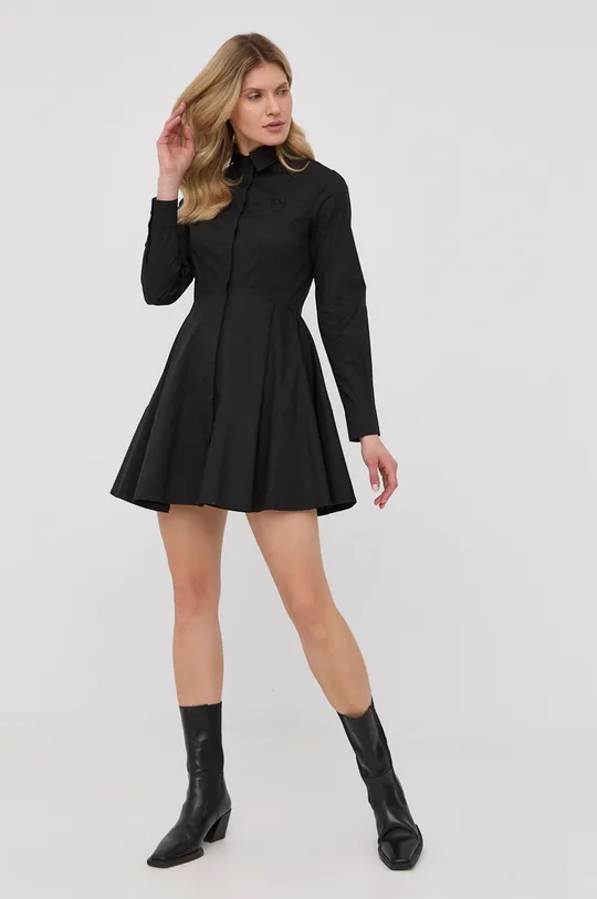 Pinko - Βαμβακερό φόρεμα μαύρο