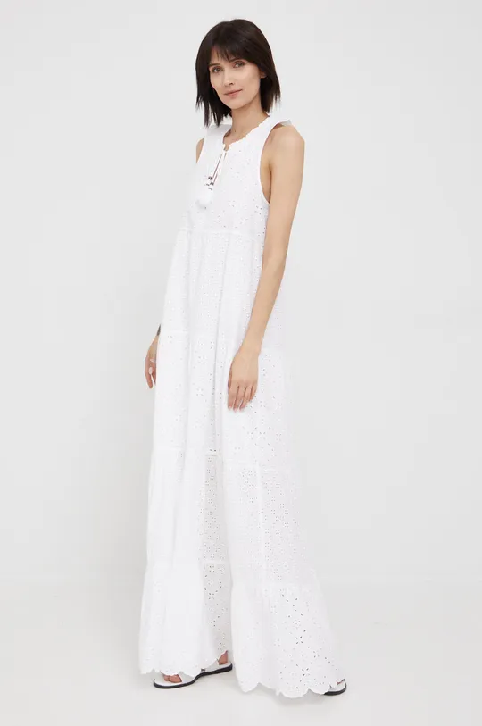 λευκό Βαμβακερό φόρεμα Pepe Jeans Nathan Γυναικεία