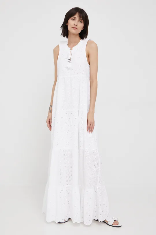 Βαμβακερό φόρεμα Pepe Jeans Nathan λευκό
