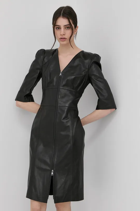 Kožené šaty Karl Lagerfeld čierna