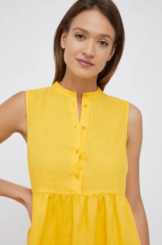 κίτρινο Λινό φόρεμα Sisley