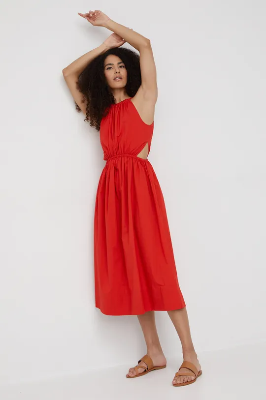 κόκκινο Βαμβακερό φόρεμα Sisley Γυναικεία